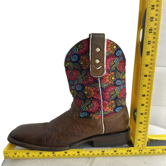 Doble R Leather Fabric Floral Flower Hippie Boho Western Cowgirl Boots Women's 9 - Picture 11 of 13